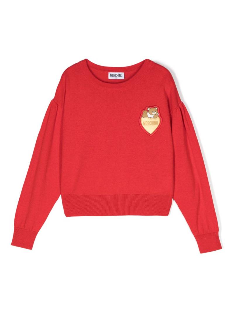 Moschino Kids Teddy Bear-appliqué sweater - Red von Moschino Kids