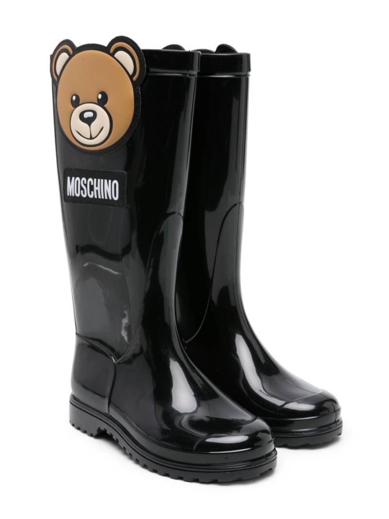 Moschino Kids Teddy Bear appliqué wellies - Black von Moschino Kids