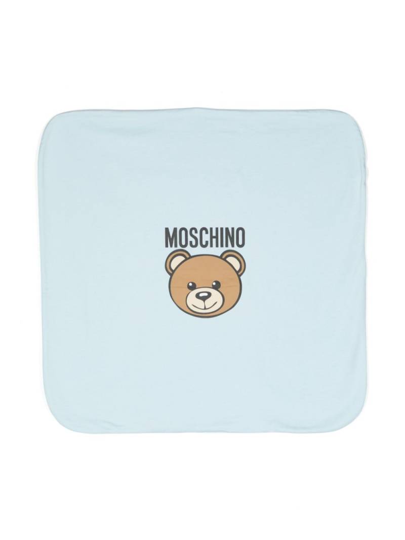 Moschino Kids Teddy Bear cotton blanket (70cm x 70xm) - Blue von Moschino Kids