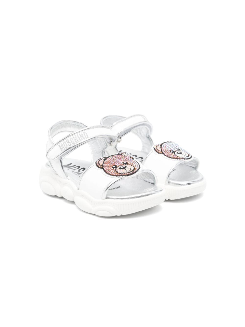 Moschino Kids Teddy Bear crystal-embellished sandals - White von Moschino Kids