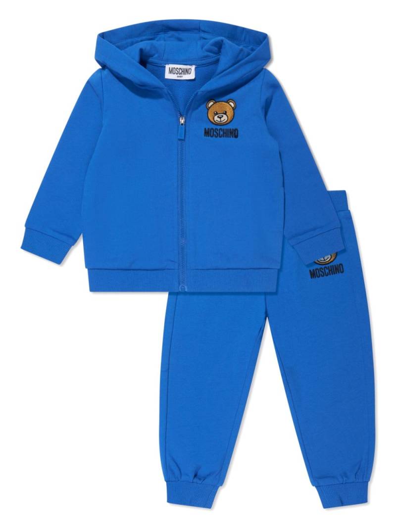 Moschino Kids Teddy Bear embroidered cotton tracksuit set - Blue von Moschino Kids