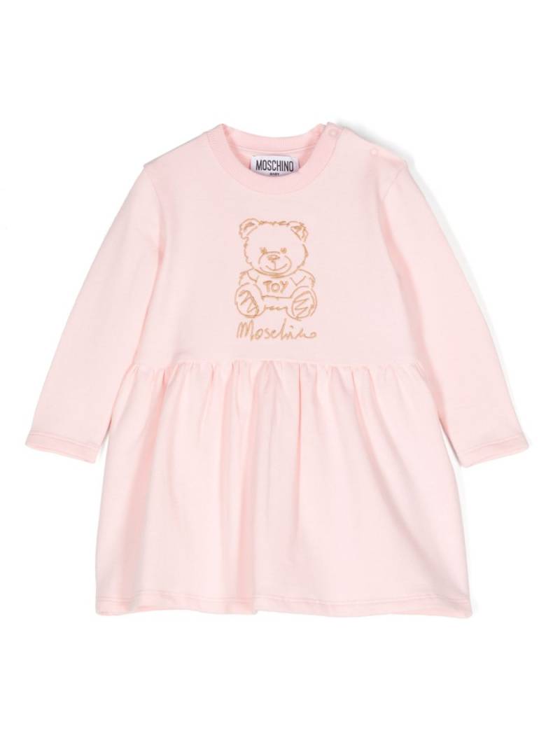 Moschino Kids Teddy Bear-embroidered flared dress - Pink von Moschino Kids