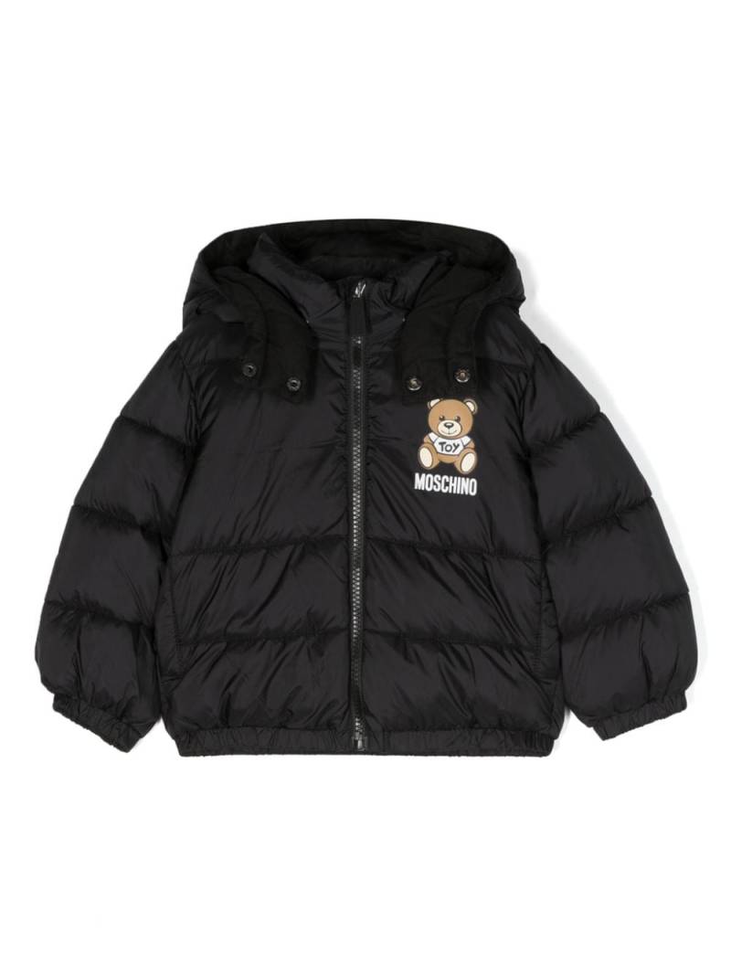 Moschino Kids Teddy Bear hooded padded jacket - Black von Moschino Kids