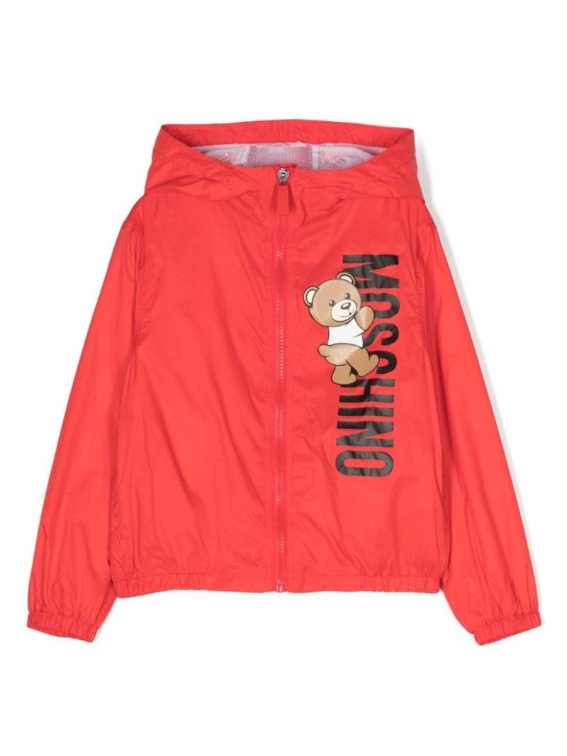 Moschino Kids Teddy Bear hooded rain jacket - Red von Moschino Kids