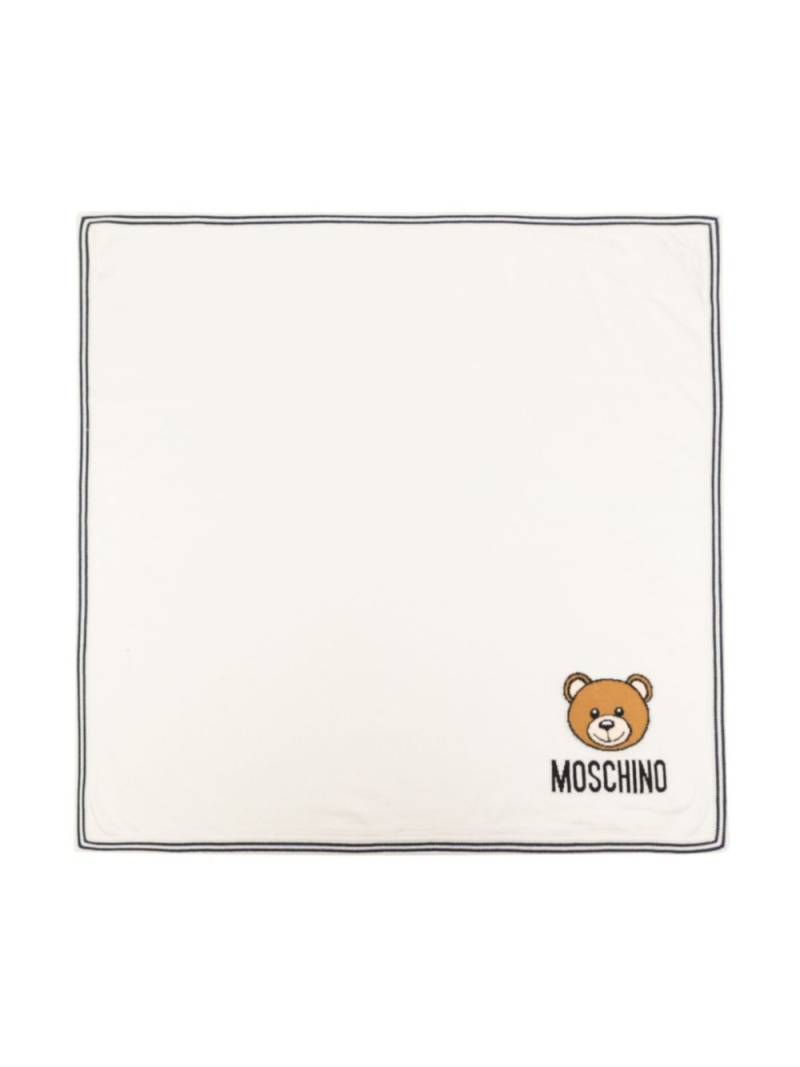 Moschino Kids Teddy Bear-intarsia blanket - White von Moschino Kids