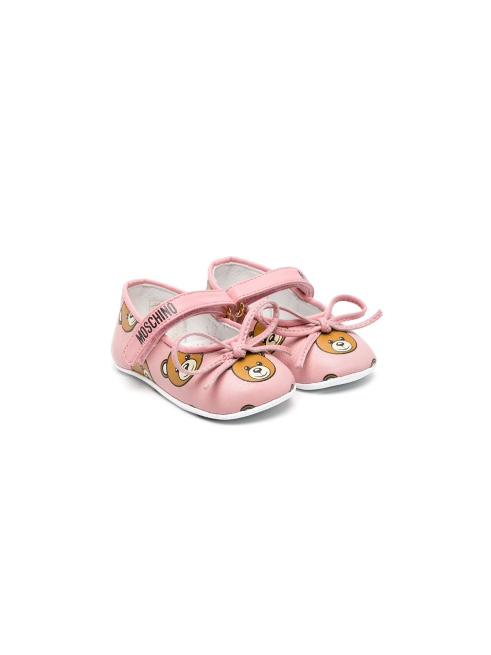 Moschino Kids Teddy Bear leather ballerina shoes - Pink von Moschino Kids