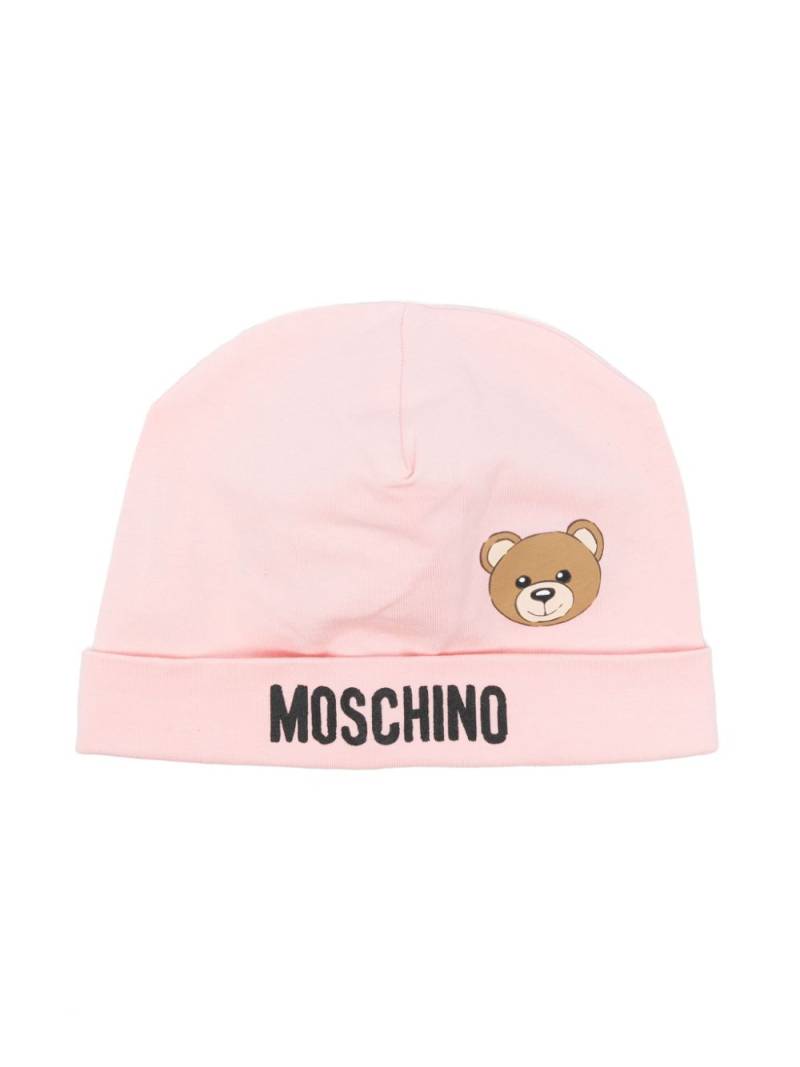 Moschino Kids Teddy Bear logo beanie - Pink von Moschino Kids