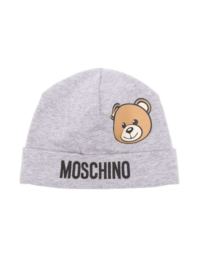 Moschino Kids Teddy Bear logo-print beanie - Grey von Moschino Kids