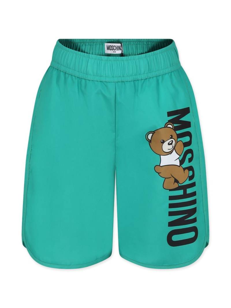 Moschino Kids Teddy Bear logo-print swim shorts - Green von Moschino Kids