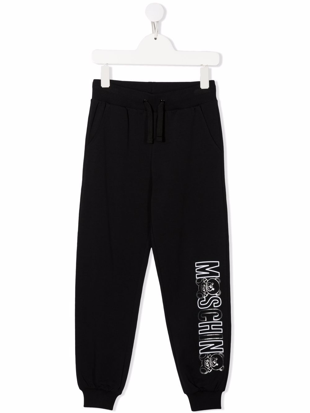 Moschino Kids Teddy Bear metallic logo-print track pants - Black von Moschino Kids