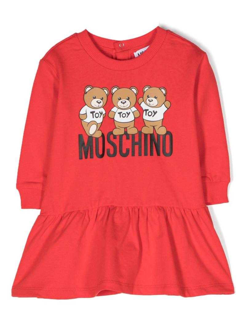 Moschino Kids Teddy Bear-motif cotton dress - Red von Moschino Kids