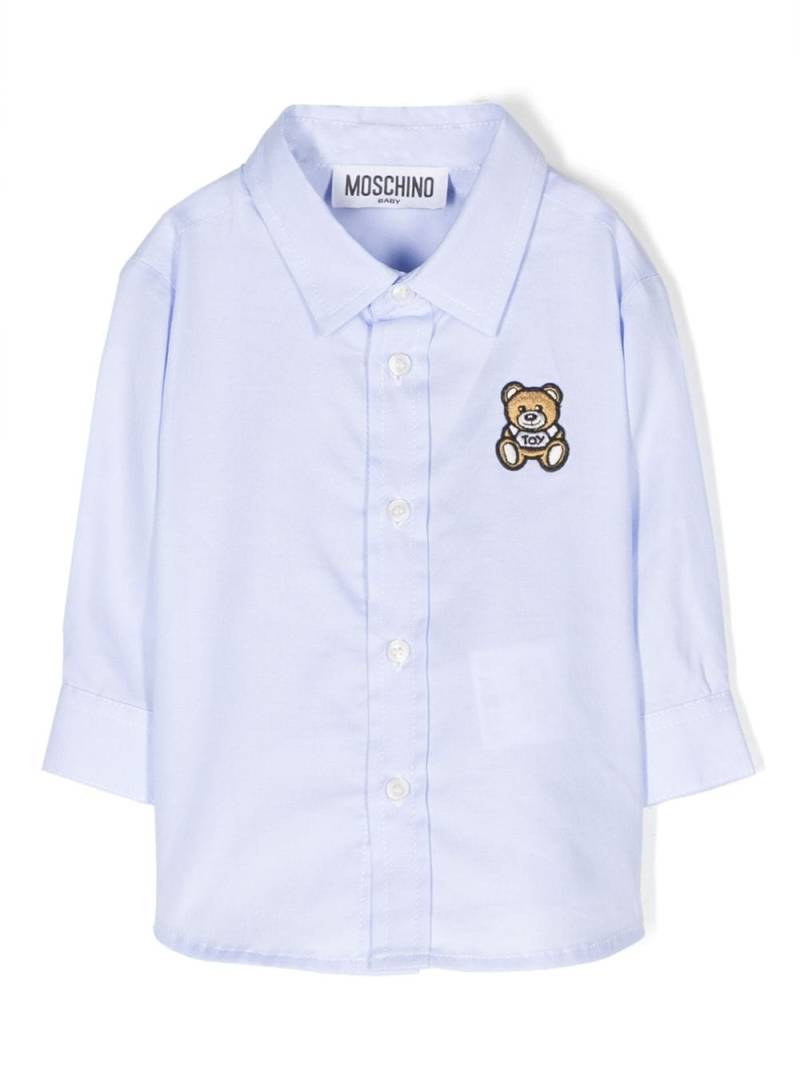 Moschino Kids Teddy Bear motif cotton shirt - Blue von Moschino Kids