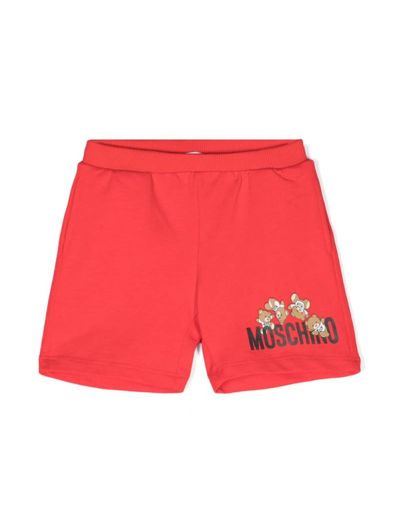 Moschino Kids Teddy Bear-motif cotton shorts - Red von Moschino Kids