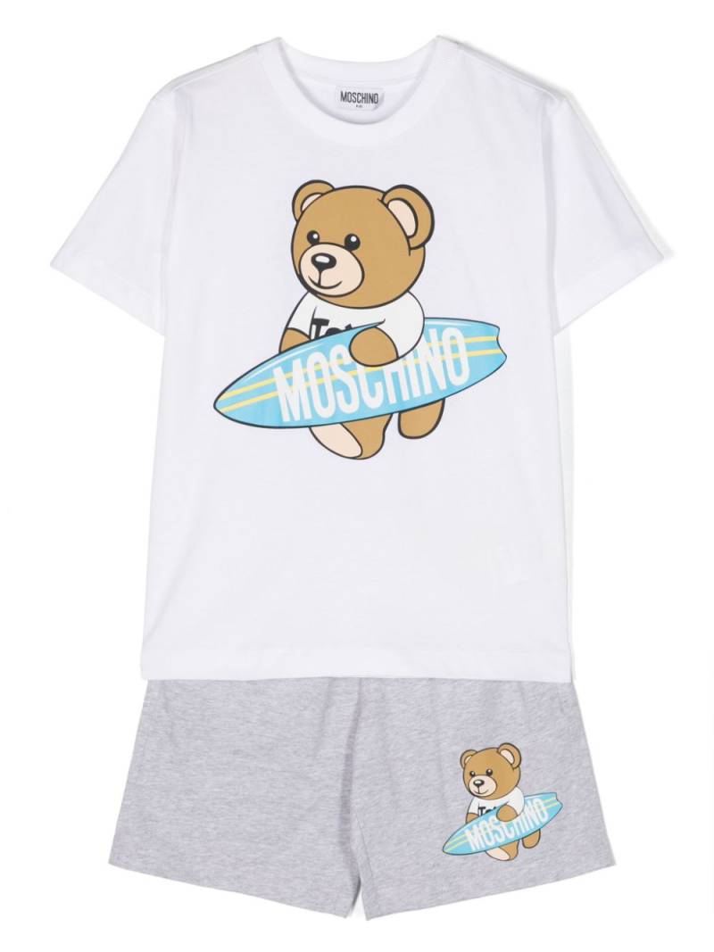 Moschino Kids Teddy Bear-motif cotton shorts set - White von Moschino Kids