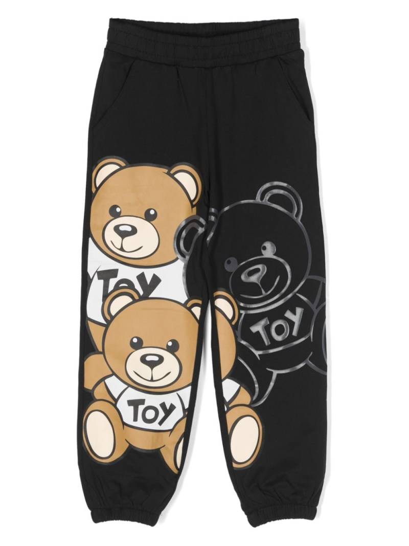 Moschino Kids Teddy Bear-motif cotton track pants - Black von Moschino Kids