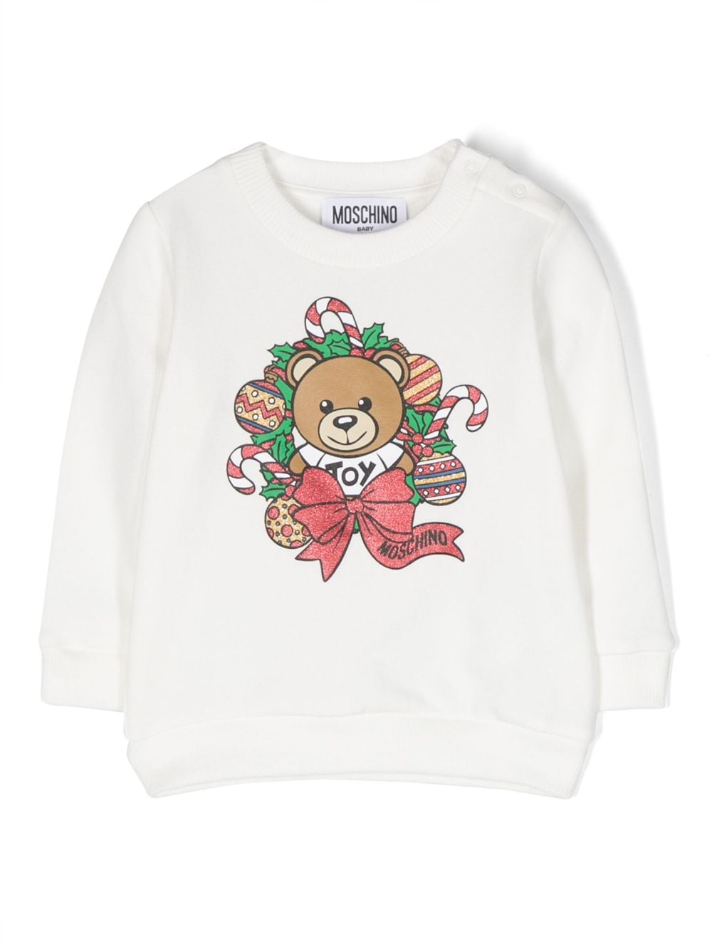 Moschino Kids Teddy Bear-motif glitter-detail sweatshirt - White von Moschino Kids