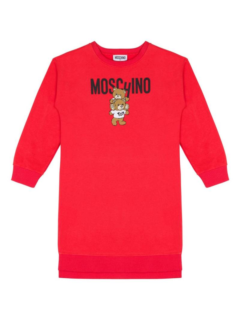 Moschino Kids Teddy Bear-motif jersey dress - Red von Moschino Kids