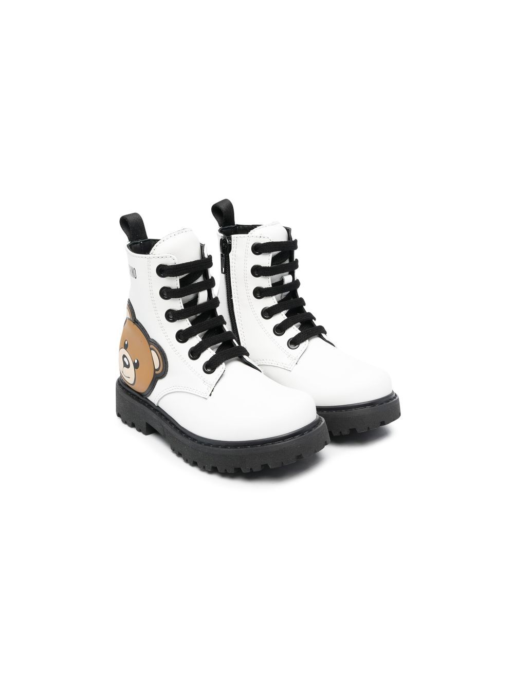 Moschino Kids Teddy Bear motif lace-up boots - White von Moschino Kids