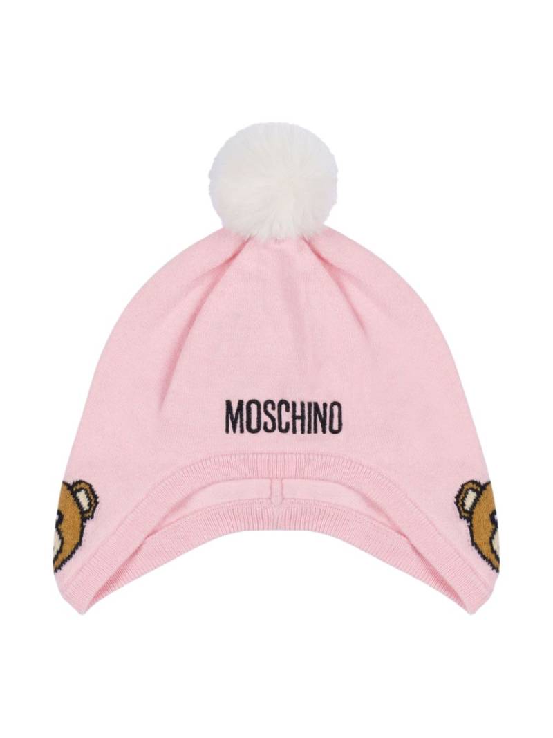 Moschino Kids Teddy Bear-motif pompom beanie - Pink von Moschino Kids