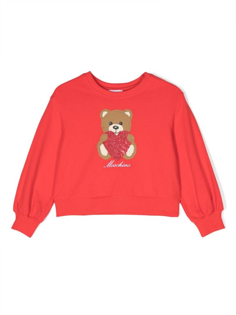 Moschino Kids Teddy Bear-motif ribbed sweatshirt - Red von Moschino Kids