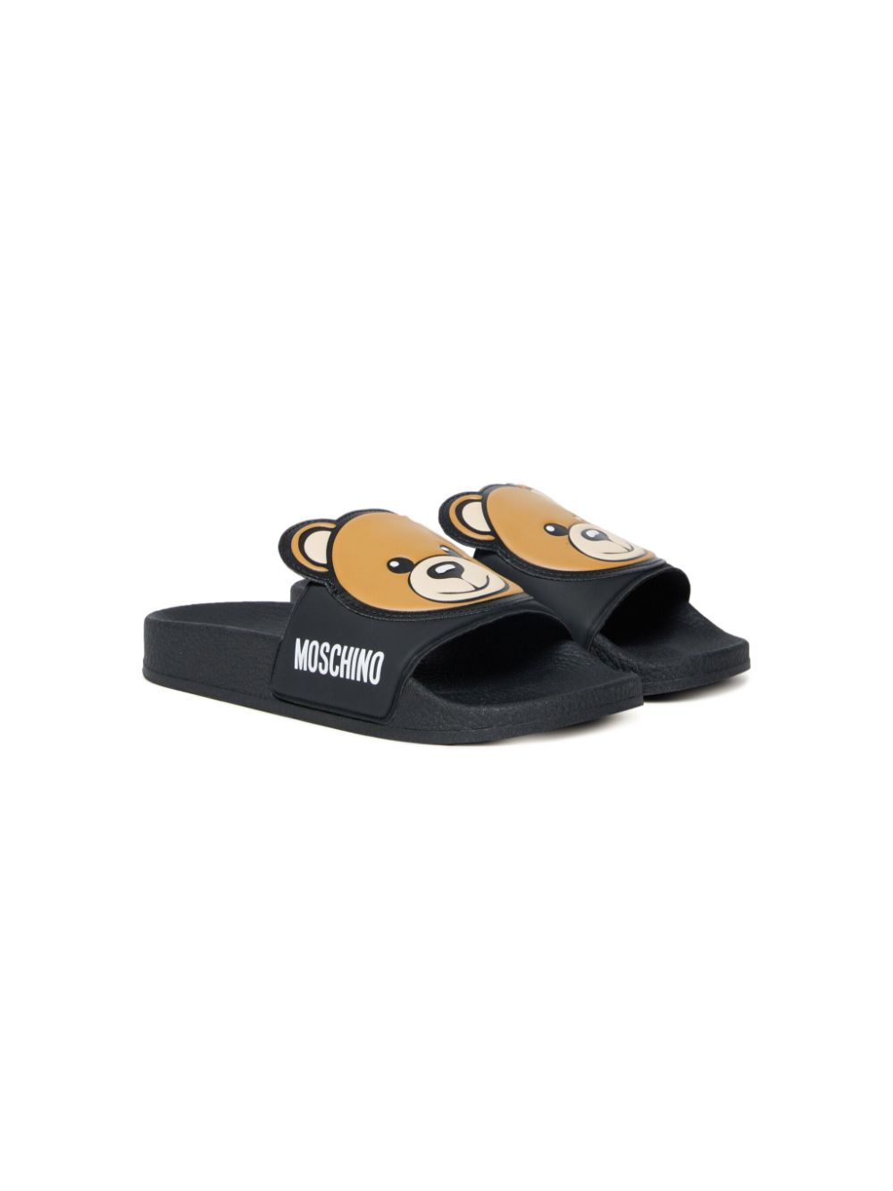 Moschino Kids Teddy Bear-motif slides - Black von Moschino Kids