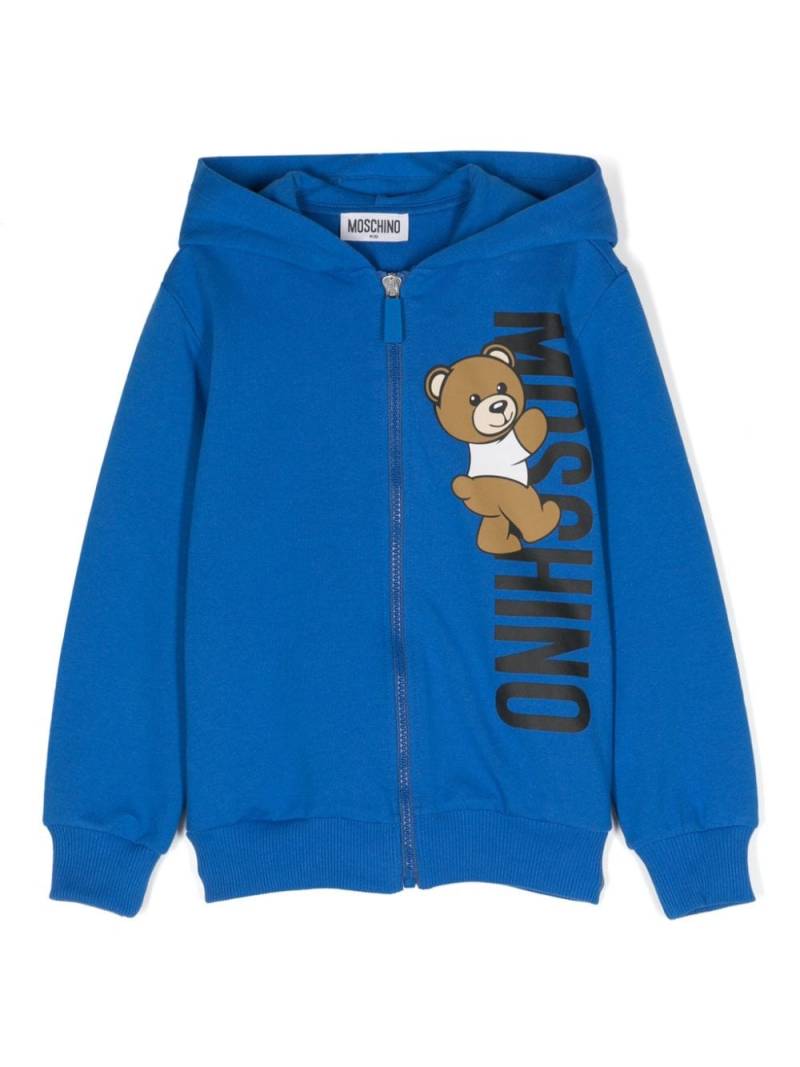 Moschino Kids Teddy-Bear-motif zipped hoodie - Blue von Moschino Kids