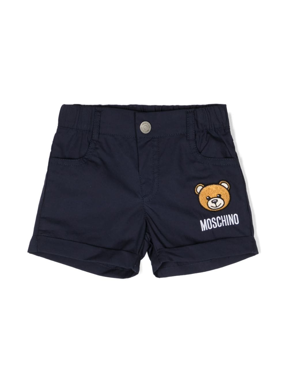 Moschino Kids Teddy Bear-patch cotton shorts - Blue von Moschino Kids