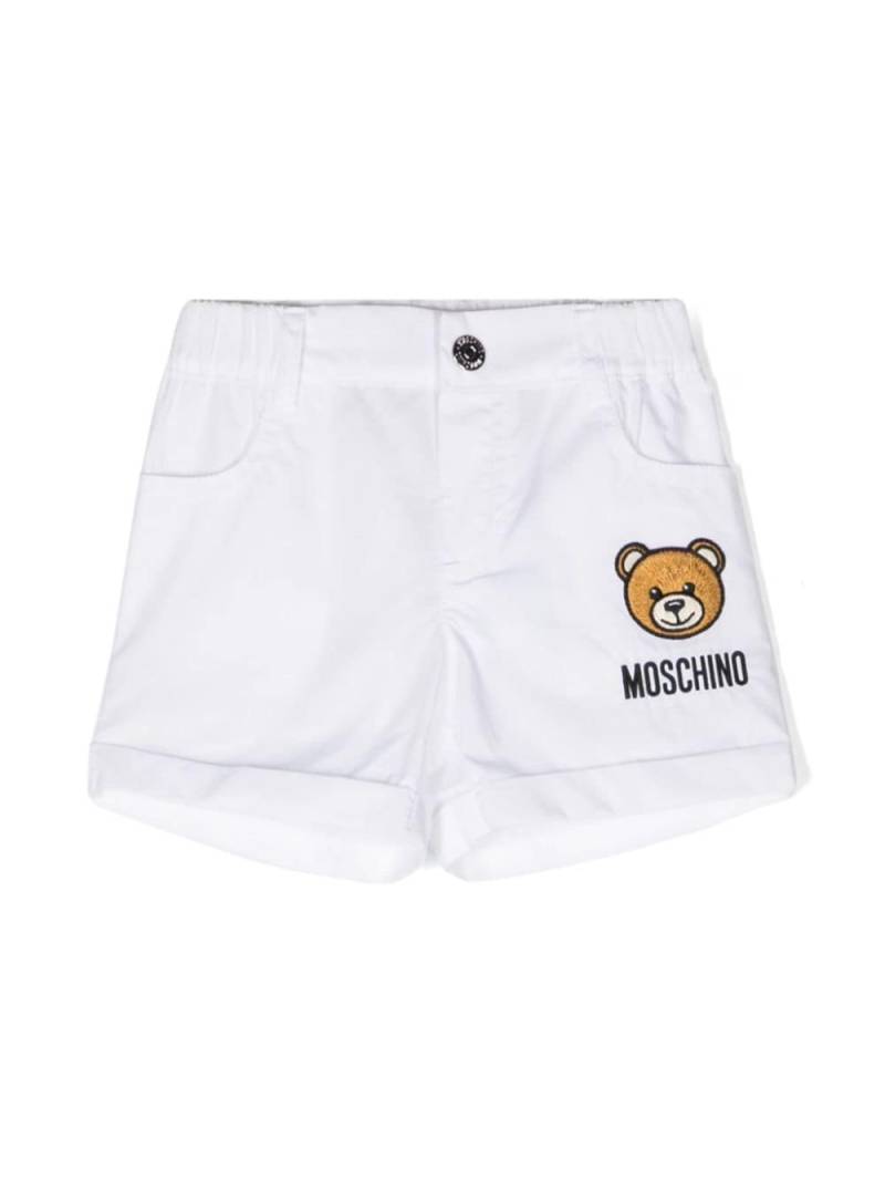 Moschino Kids Teddy Bear-patch cotton shorts - White von Moschino Kids