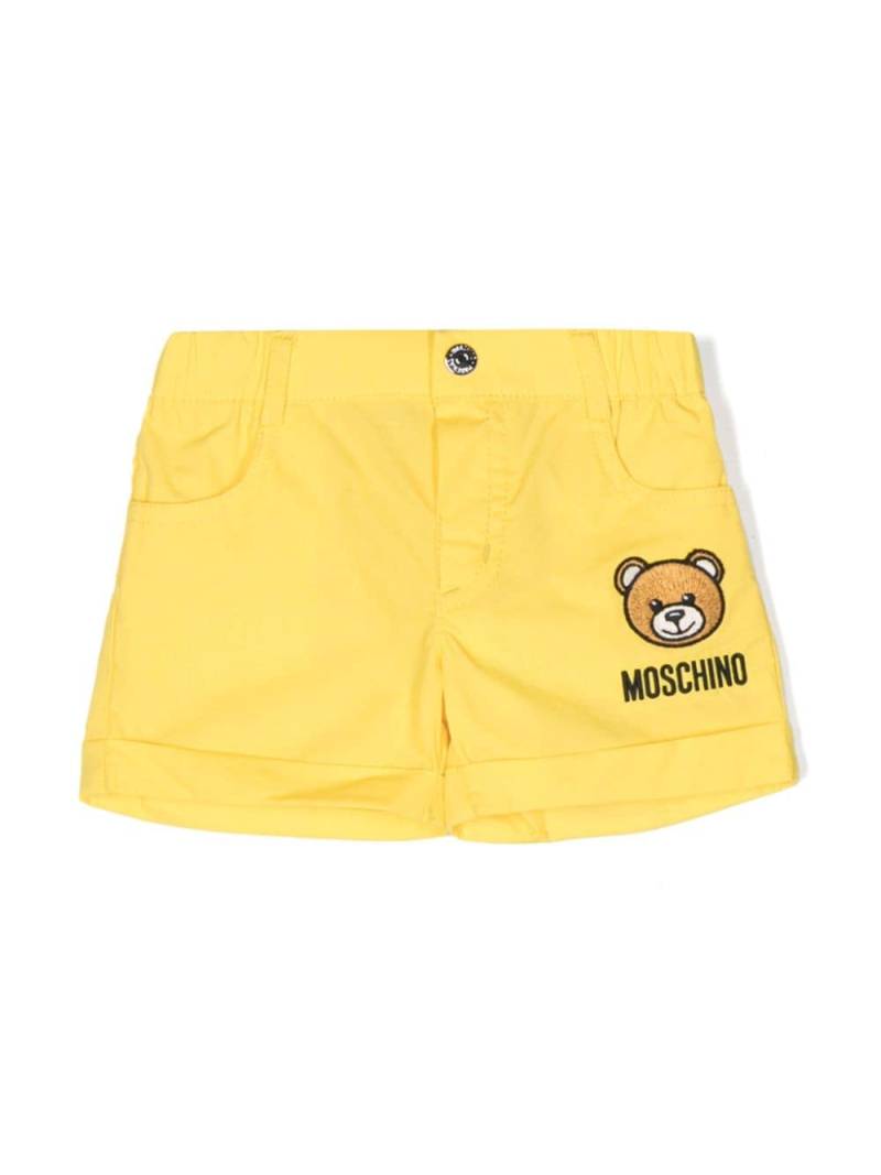 Moschino Kids Teddy Bear-patch cotton shorts - Yellow von Moschino Kids