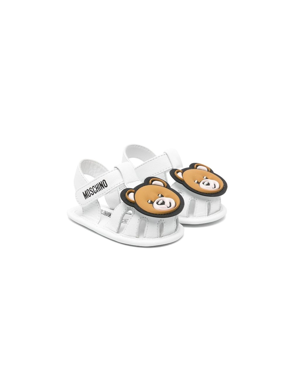 Moschino Kids Teddy Bear-patch leather sandals - White von Moschino Kids