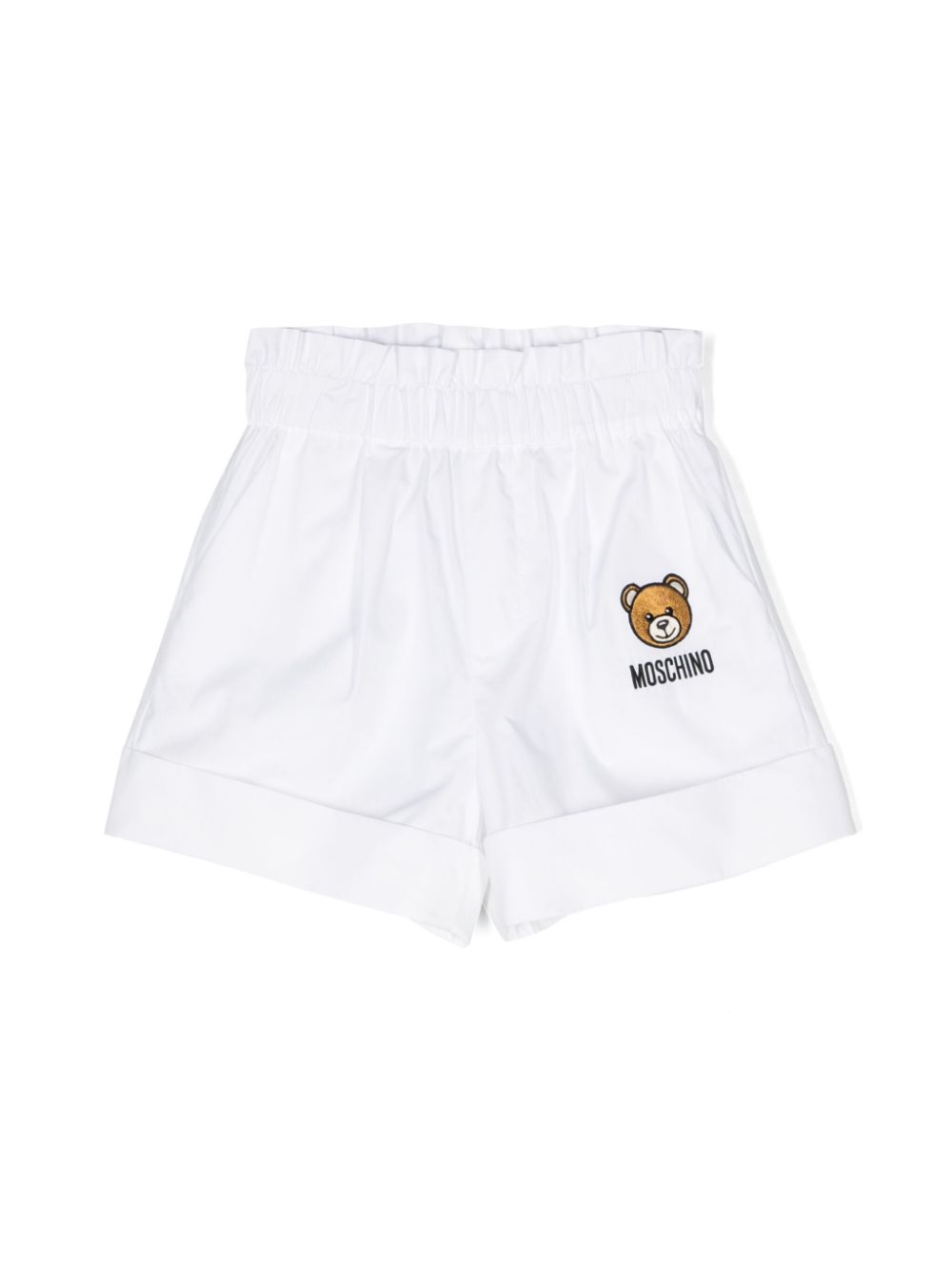 Moschino Kids Teddy Bear-patch poplin shorts - White von Moschino Kids