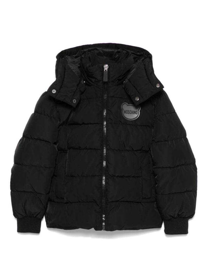 Moschino Kids Teddy Bear-patch puffer jacket - Black von Moschino Kids