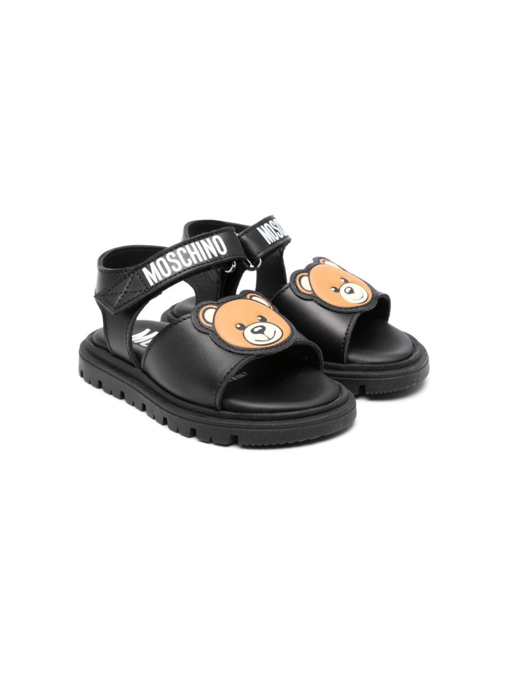 Moschino Kids Teddy Bear-patch sandals - Black von Moschino Kids