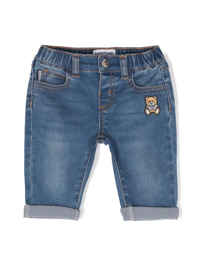 Moschino Kids Teddy Bear-patch stretch jeans - Blue von Moschino Kids