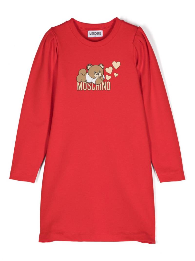 Moschino Kids Teddy Bear-print A-line dress - Red von Moschino Kids