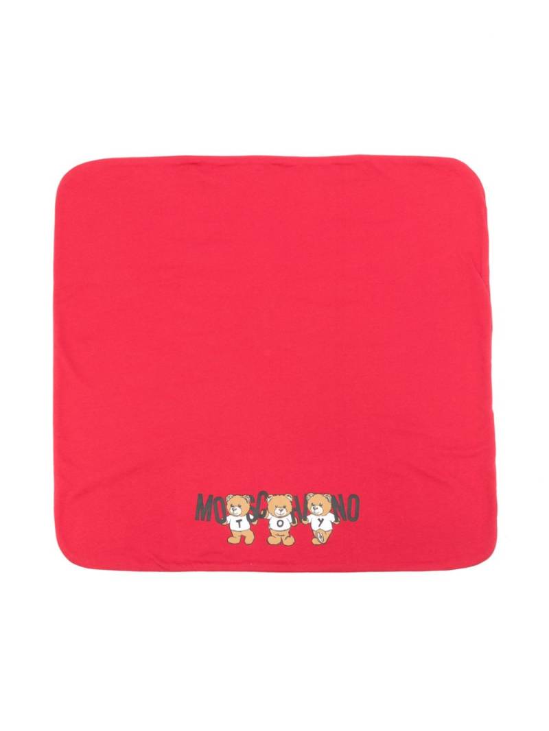 Moschino Kids Teddy Bear-print blanket - Red von Moschino Kids