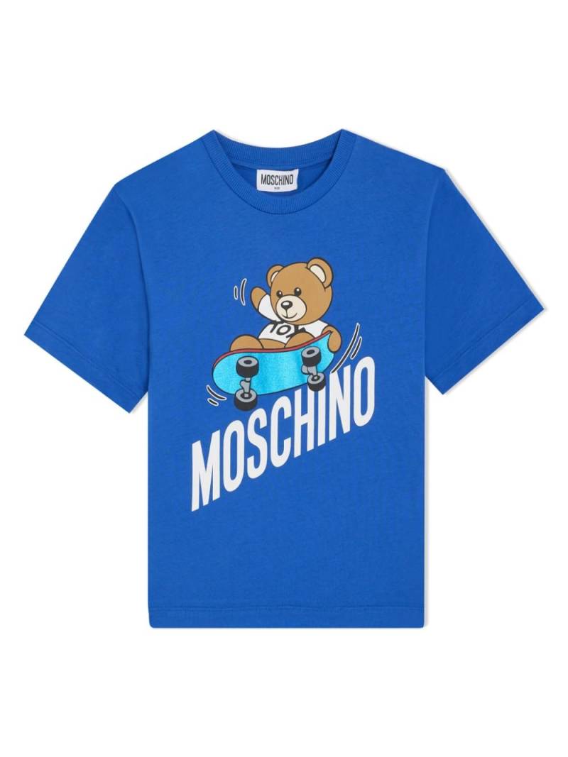 Moschino Kids Teddy Bear-print cotton T-shirt - Blue von Moschino Kids