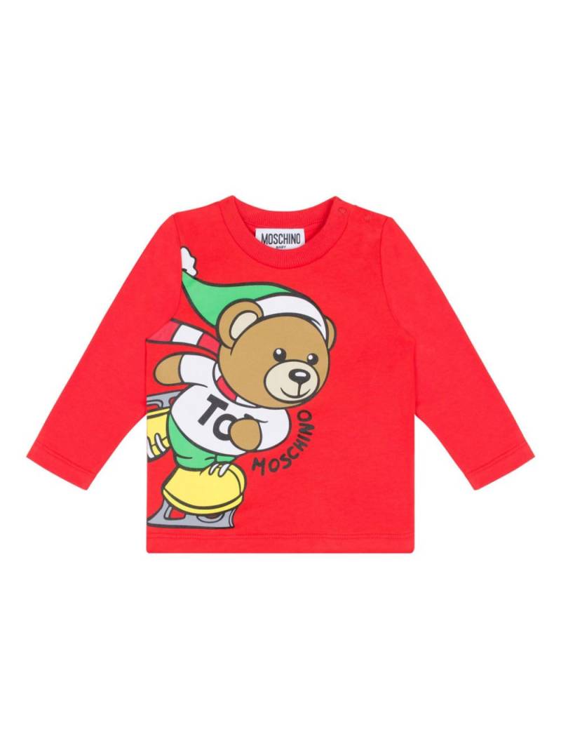 Moschino Kids Teddy Bear-print cotton T-shirt - Red von Moschino Kids