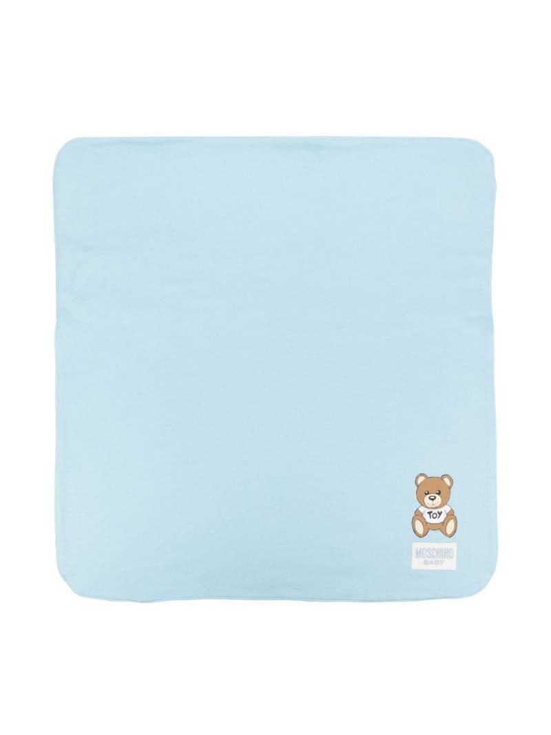 Moschino Kids Teddy Bear-print cotton blanket - Blue von Moschino Kids