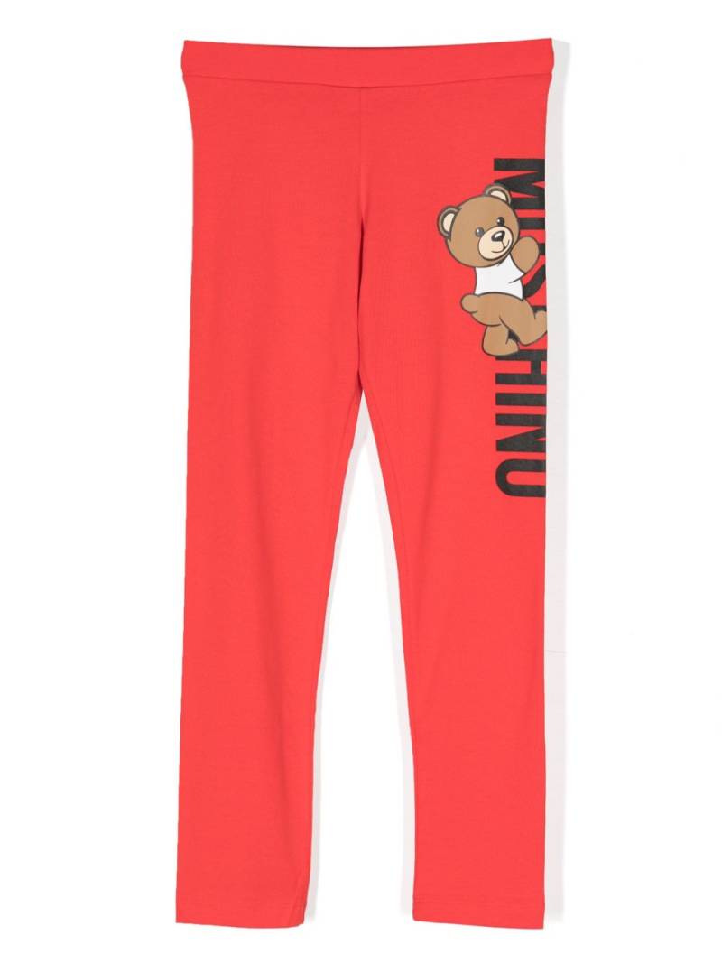 Moschino Kids Teddy Bear-print cotton blend leggings - Red von Moschino Kids