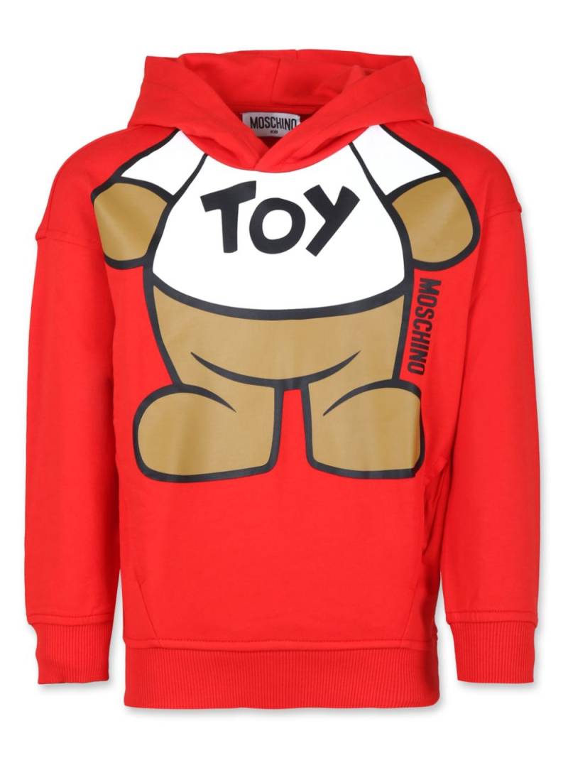 Moschino Kids Teddy Bear-print cotton hood - Red von Moschino Kids