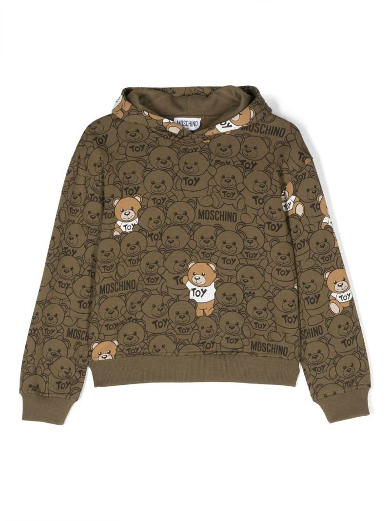 Moschino Kids Teddy Bear-print cotton hoodie - Green von Moschino Kids