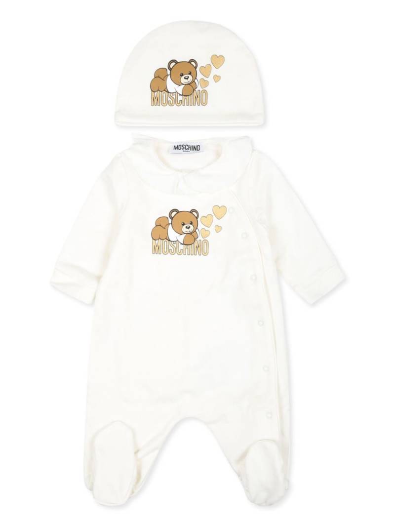 Moschino Kids Teddy Bear-print cotton pajama set - White von Moschino Kids