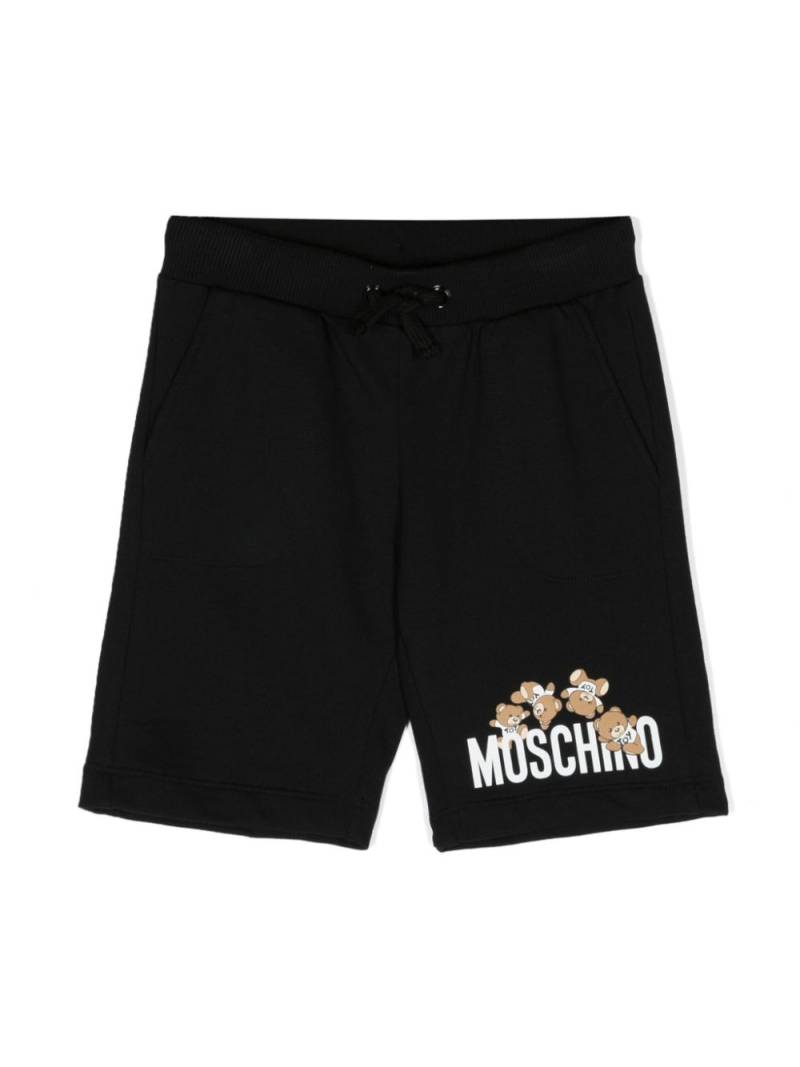 Moschino Kids Teddy Bear-print cotton shorts - Black von Moschino Kids