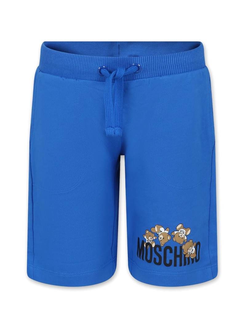 Moschino Kids Teddy Bear-print cotton shorts - Blue von Moschino Kids