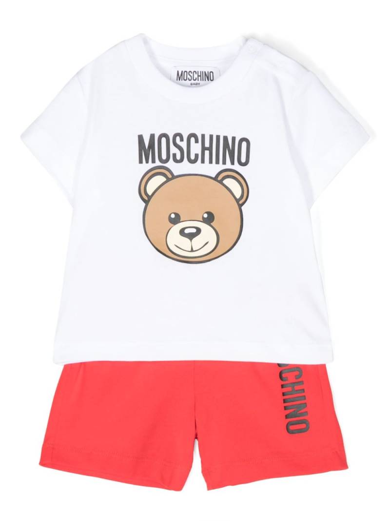 Moschino Kids Teddy Bear-print cotton shorts set - White von Moschino Kids