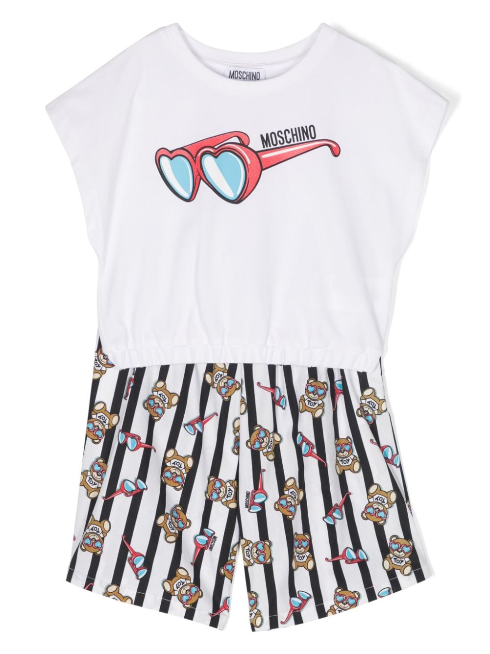 Moschino Kids Teddy Bear-print cotton shorts set - White von Moschino Kids