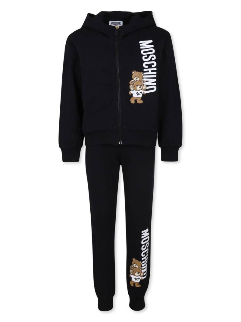 Moschino Kids Teddy Bear-print cotton tracksuit - Black von Moschino Kids