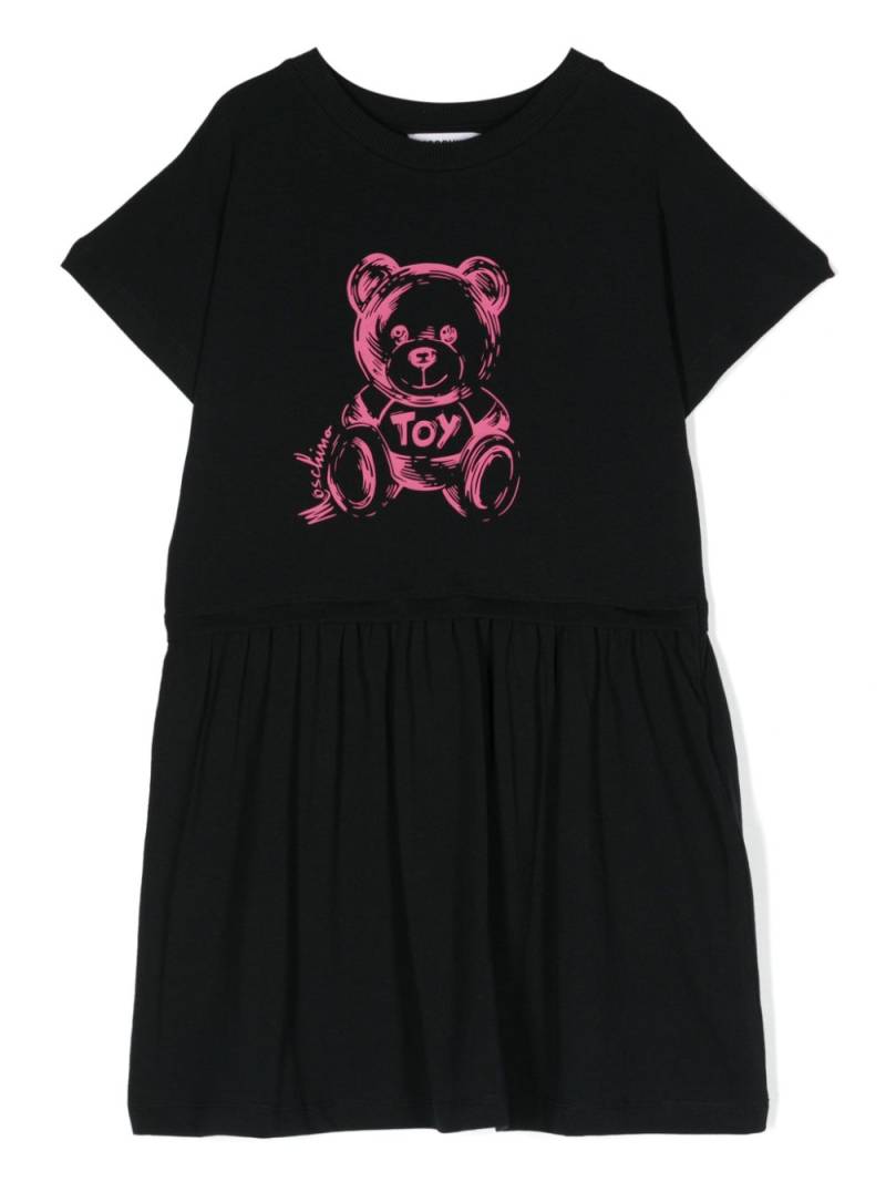 Moschino Kids Teddy Bear-print crew-neck dress - Black von Moschino Kids