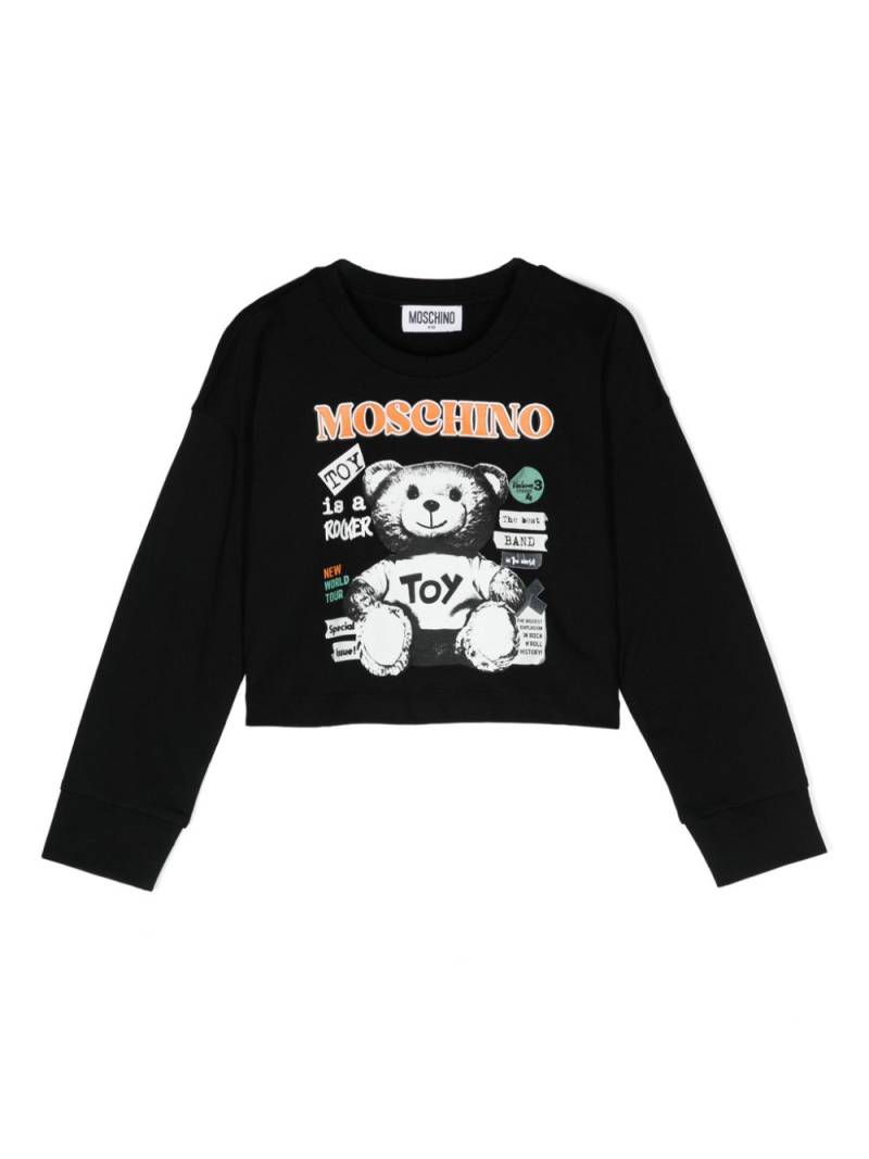 Moschino Kids Teddy Bear-print crop top - Black von Moschino Kids